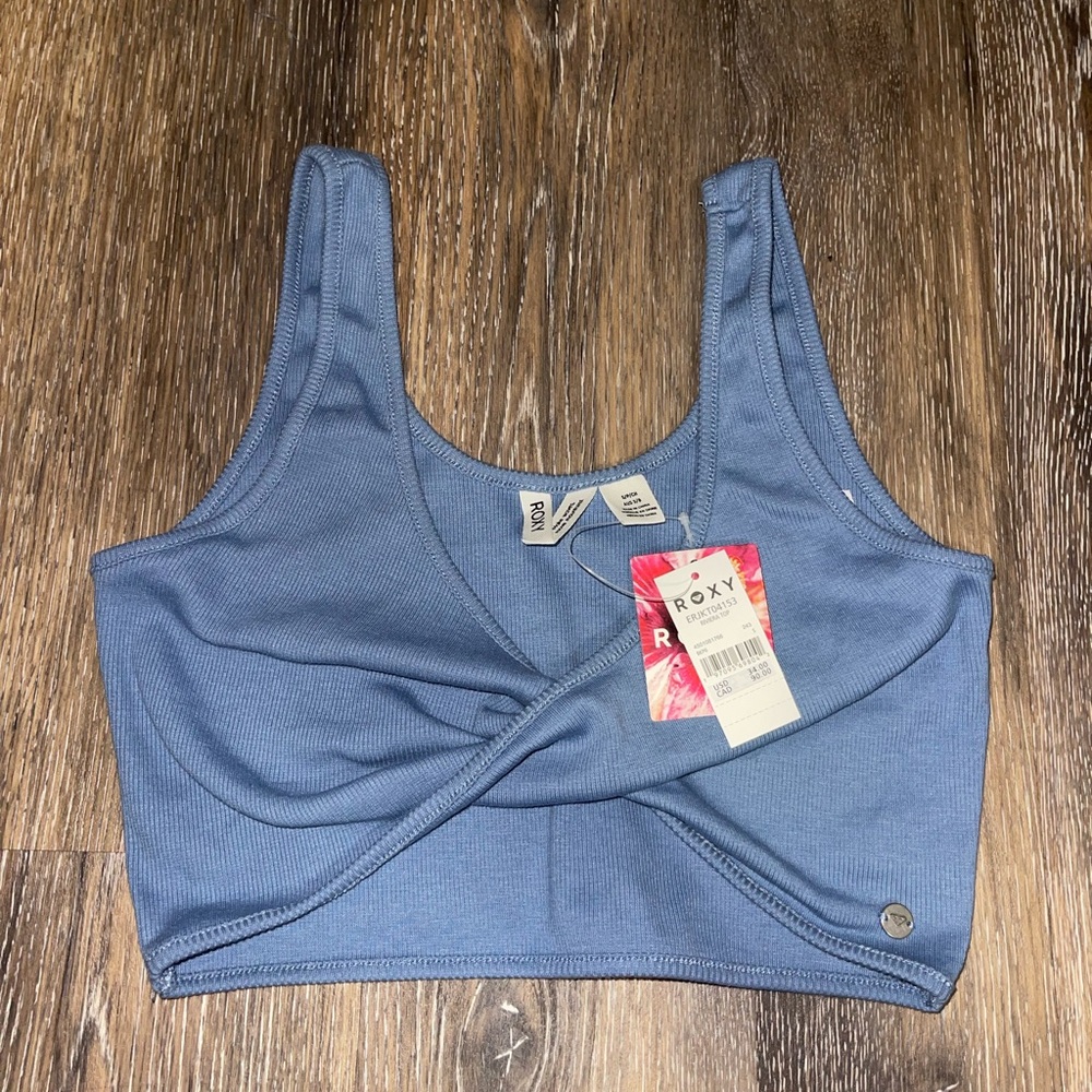 Roxy Blue Twist Front Crop Top